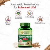 Himalayan Organics Ashwagandha 1000mg, Boost Energy, Strength, Stamina Helps Anxiety & Stress Relief For Men & Women | 120 Capsules 200gm 0.4lbs